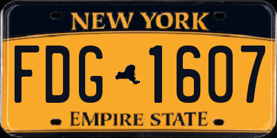NY license plate FDG1607