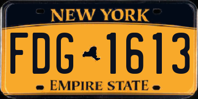 NY license plate FDG1613
