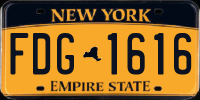 NY license plate FDG1616