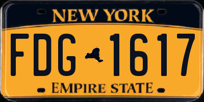 NY license plate FDG1617