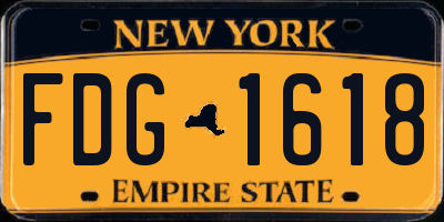 NY license plate FDG1618