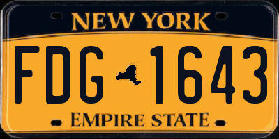 NY license plate FDG1643