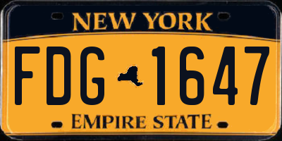 NY license plate FDG1647