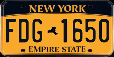 NY license plate FDG1650