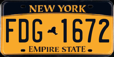NY license plate FDG1672