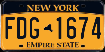 NY license plate FDG1674