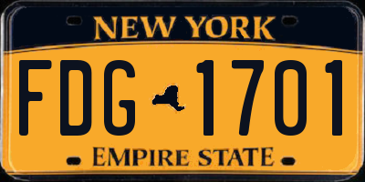 NY license plate FDG1701
