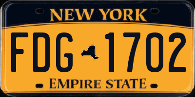 NY license plate FDG1702