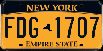 NY license plate FDG1707