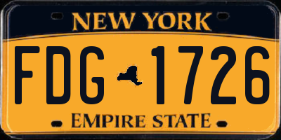 NY license plate FDG1726