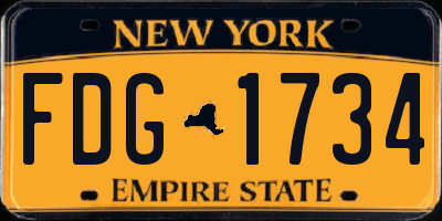 NY license plate FDG1734