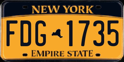 NY license plate FDG1735