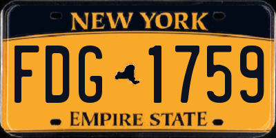 NY license plate FDG1759