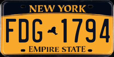 NY license plate FDG1794