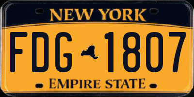 NY license plate FDG1807