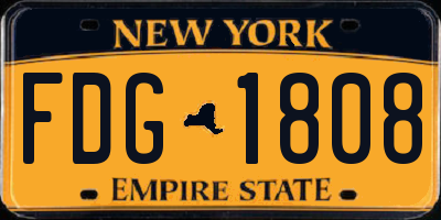 NY license plate FDG1808