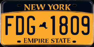 NY license plate FDG1809