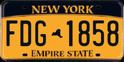 NY license plate FDG1858