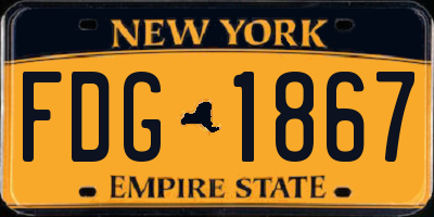 NY license plate FDG1867