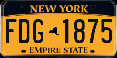 NY license plate FDG1875