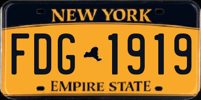 NY license plate FDG1919