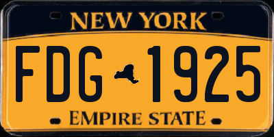 NY license plate FDG1925