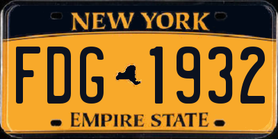 NY license plate FDG1932