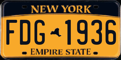 NY license plate FDG1936