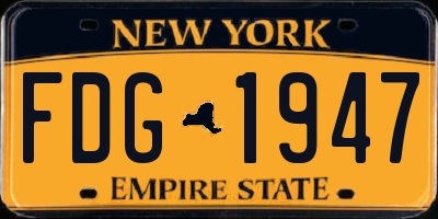 NY license plate FDG1947