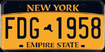NY license plate FDG1958