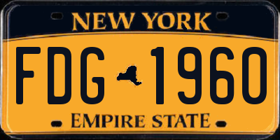 NY license plate FDG1960