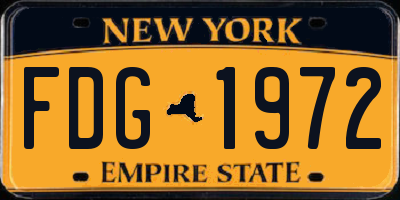 NY license plate FDG1972