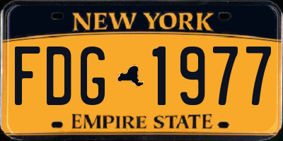 NY license plate FDG1977