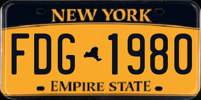 NY license plate FDG1980