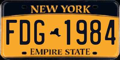 NY license plate FDG1984