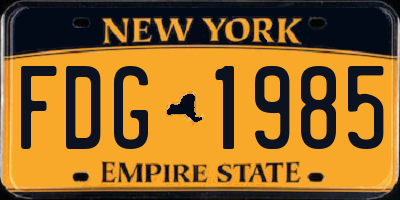 NY license plate FDG1985