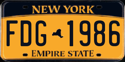 NY license plate FDG1986