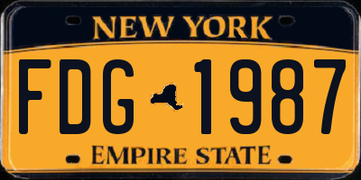 NY license plate FDG1987