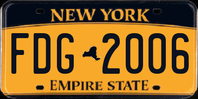 NY license plate FDG2006