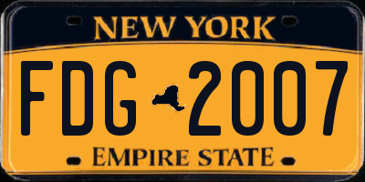 NY license plate FDG2007