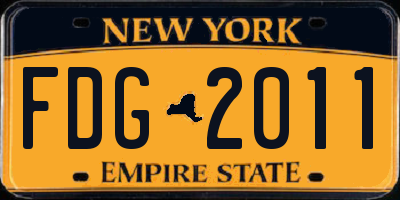 NY license plate FDG2011