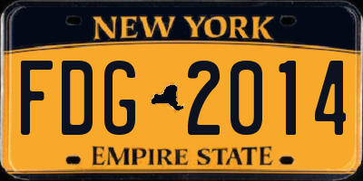 NY license plate FDG2014