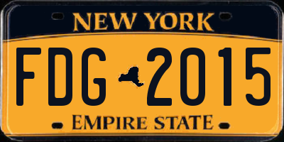 NY license plate FDG2015