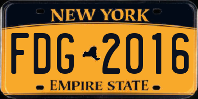 NY license plate FDG2016