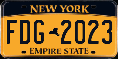 NY license plate FDG2023
