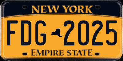 NY license plate FDG2025