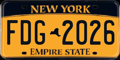 NY license plate FDG2026