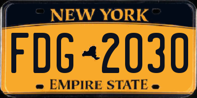 NY license plate FDG2030