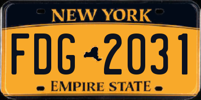 NY license plate FDG2031