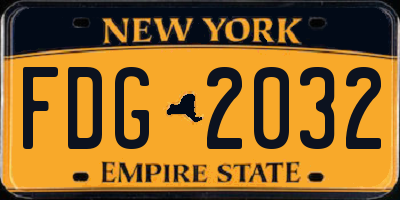 NY license plate FDG2032